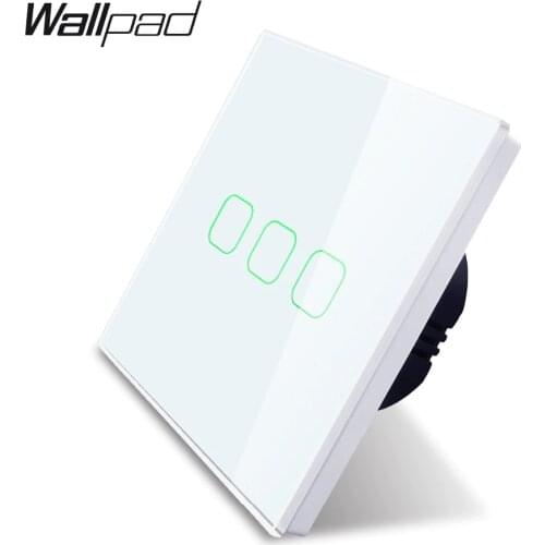Wallpad K3 Glass Panel Touch Switch 3 Gang 1 Way Capacitive 4 Colors Wall Electrical Light Switch for UK EU