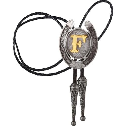 U-shaped Western Denim bolo Tie Zinc Alloy Leather Collar A-Z Letter Tie
