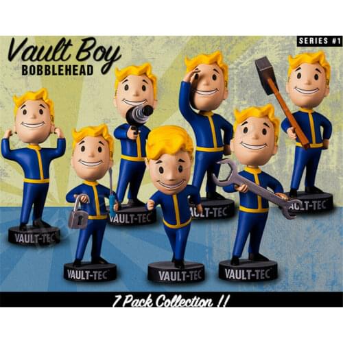 Fallout Shelter 4 Vault Boy 111 Bobbleheads Complete PVC Action Figure Toy Collection Anime Figure Doll Kids Toys Gift 10cm