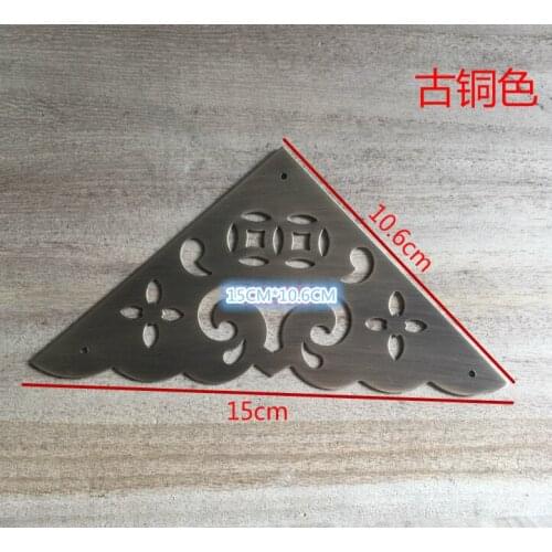 Corner Brackets Chinese antique decoration door angle metal tea table surface corner decorative bags / copper 02