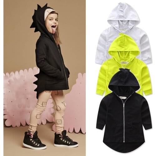 1-7T Spring Kids Toddler Baby Girl Boy Coat Girls Jacket Clothes Thick Hoodie Zipper dinosaur 3D Dinosaur Outerwear Coat Jackets