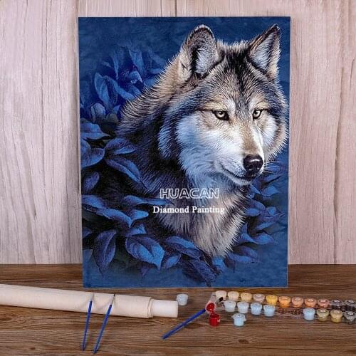 Wolf Animal DIY Painting By Numbers Complete Kit Oil Paints 40*50 Canvas Pictures Handmade For Children Wholesale Handiwork