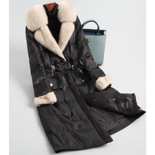 Womens Down Jacket Puffer Winter Jacket Women Clothes 2020 Mink and Fox Fur Collar Long Coat Female Warm Parka MY