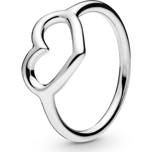 Authentic 925 Sterling Silver Polished Open Heart Fashion Ring For Pandora Women Bead Charm Gift DIY Jewelry
