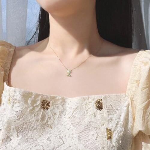 VENTFILLE S925 Sterling Silver Sunflower Female Fashion Zircon Clavicle Chain Forest Sun Flower Pendant Creative All-match Neckl