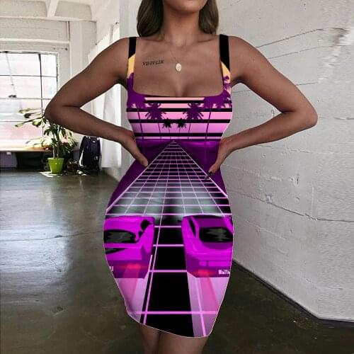 Giyu Brand Psychedelic Dress Women Colorful Ladies Dresses Beautiful Vestido Sexy Flowers Halter Sleeveless Womens Clothing