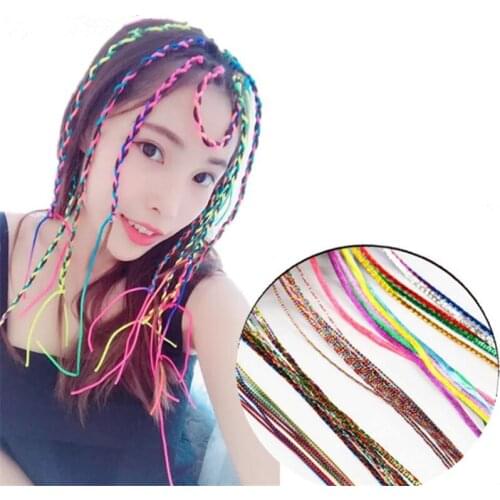 1 PC Mix Color Hip Hop Braided Hair Rope Handmade Ribbon Woven Hair Rope For Women Girl DIY Hair Styling Tools