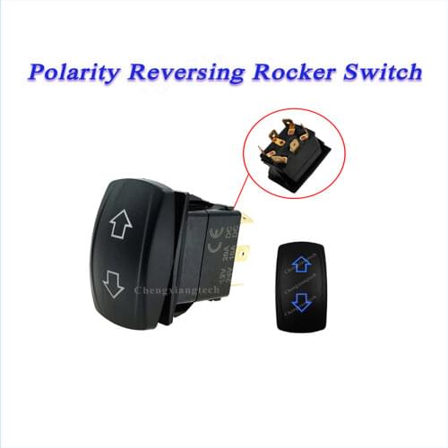 DC Momentary Motor Reverse Reversing Polarity Blue Led Rocker - Arrows -Toggle Switch (On) Off (On) / DPDT Control 12v 20A