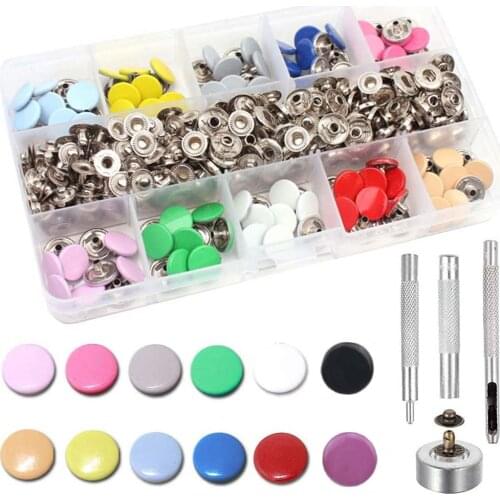 120 Sets 12 Color Leather Snap Fasteners Kit with 4 Installation Tools, Leather Rapid Rivet Button Leather Snaps for DIY