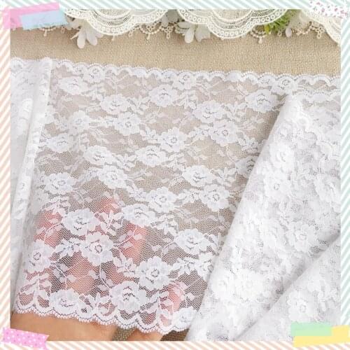 2 Meters/lot 20cm White Elastic Lace Trim DIY Crafts Sewing Suppies Decoration Accessories For Garments Elastic Lace Fabric