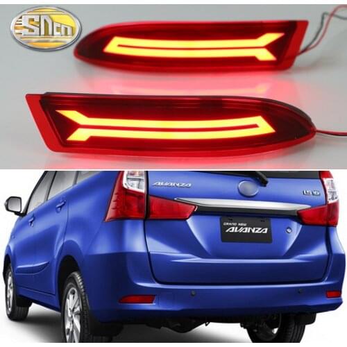 2PCS For Toyota Avanza 2015 - 2017 2-in-1 Functions Car LED Rear Fog Lamp Bumper Light Auto Brake Light Reflector