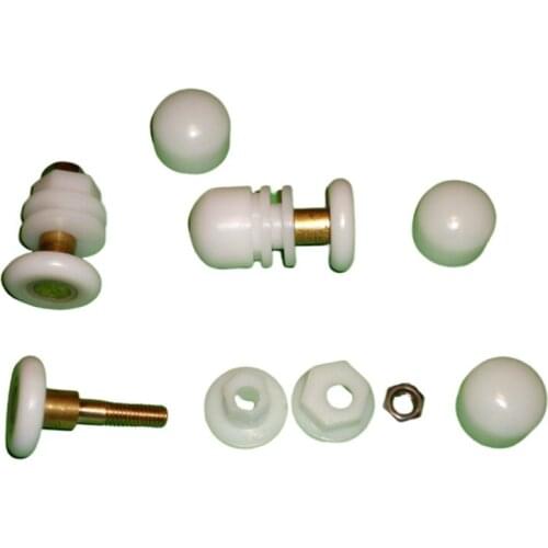 4pcs kitchen and bathroom Shower glass slide Door Rollers brass bolt white Wheels Runners