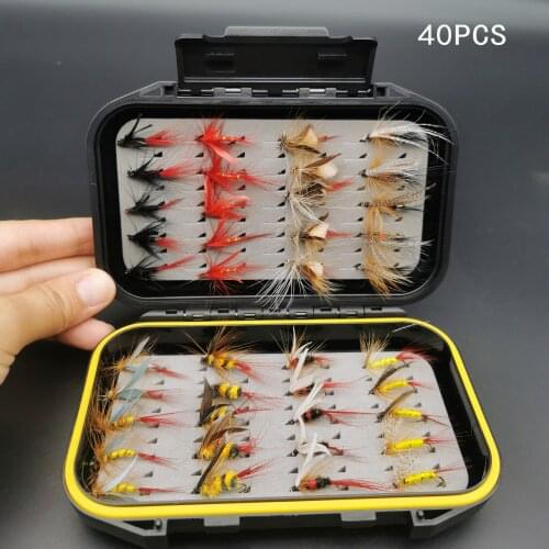 40Pcs/Set Insects Flies Fly Fishing Lures Bait High Carbon Steel Hook Fish Tackle With Super Sharpened Crank Hook Perfect Decoy