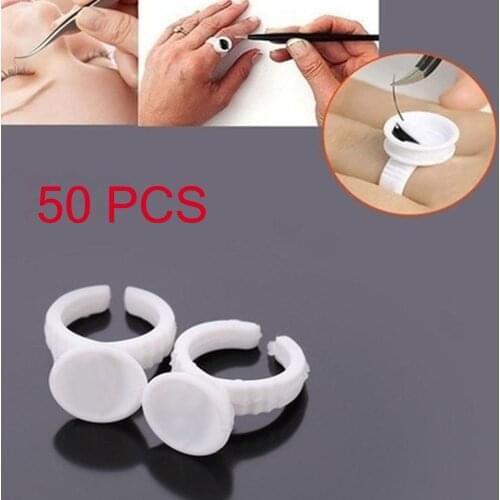 50pcs Eyelash Extension Glue Ring Adhesive Eyelash Pallet Holder Set Disposable Makeup Kit Tool New Grafting Eyelash Tool