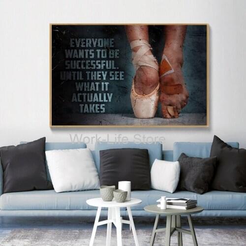 Abstract Dancing Ballerina Canvas Painting on The Wall Inspirational Quotes Posters and Prints Wall Art Picture Home Decor
