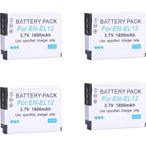 AsperX 4Pc ENEL12 EN EL12 EN-EL12 Camera Battery For Nikon Coolpix S9700 S9500 S9400 S9300 S9100 S8200 S8100 S8000 S6300
