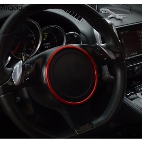 Angelguoguo Aluminium alloy for Porsche Panamera Cayenne Steering wheel ring decoration cover trim frame sticker