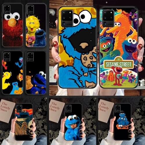 Sesame Street Cookie Monster Phone case For Samsung Galaxy Note 4 8 9 10 20 S8 S9 S10 S10E S20 Plus UITRA Ultra black art shell