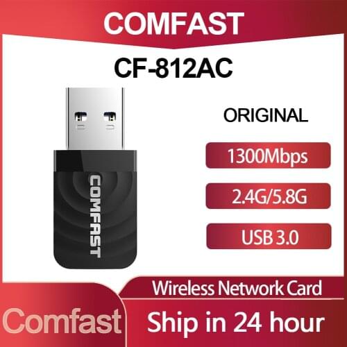 COMFAST CF-812AC Gigabit 1300Mbps 802.11AC Laptop Dual Band 2.4Ghz+5Ghz USB 3.0 Wireless/WiFi AC Gigabit Adapter Dongle Adaptor