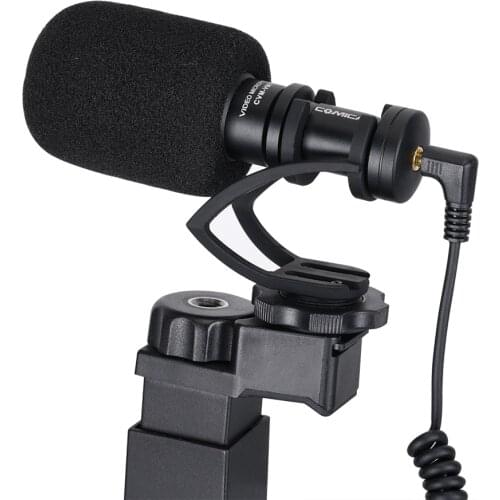 COMICA CVM-VM10 Video Kit w Condenser Microphone LED Light Shock-Mount Grip Video Shooting Gear for iPhone Samsung Xiaomi Huawei