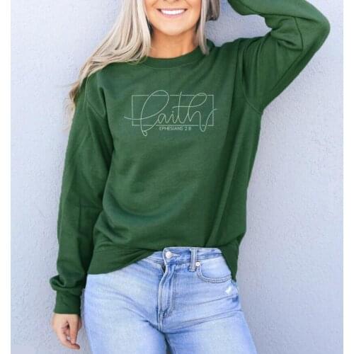Faith Ephesians 2:8 Sweatshirt Christian Sweatshirts Faith and love grunge Pullovers women fashion 100% cotton tops drop ship