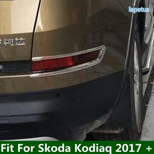 Lapetus Chrome Tail Trunk Rear Fog Lights Tailgate Lamp Decoration Cover Trim 2 Pcs For Skoda Kodiaq 2017 - 2021 Exterior Parts