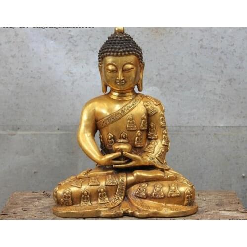 China Buddhism Folk Temple Bronze Tathagata Sakyamuni Shakyamuni Buddha Statue