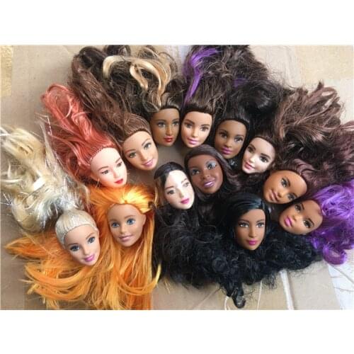 Collection Choose Style Good Doll Heads Purple Hair Jute Red Hair Doll Accessories Girl DIY Dressing Princess Toy Doll Heads