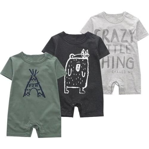 Toddler Newborn Baby Boys Girls Cartoon Printed Romper Jumpsuit Outfits Short Sleeve Cotton Romper for Baby