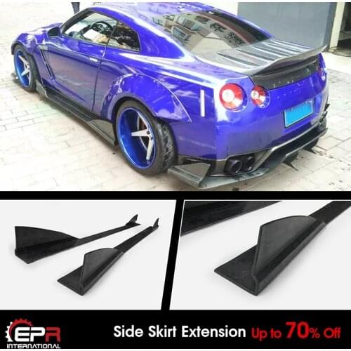 For Nissan GTR R35 TP-Style Glossy Finished Side Skirt Extension Exterior Body kits