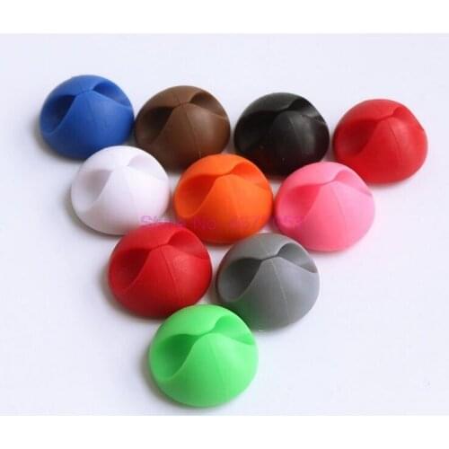 2000pcs/lot Round Cable Holder Protector Management Device Organizer Finishing Desktop Plug Silicone Wire Retention Clips Winder