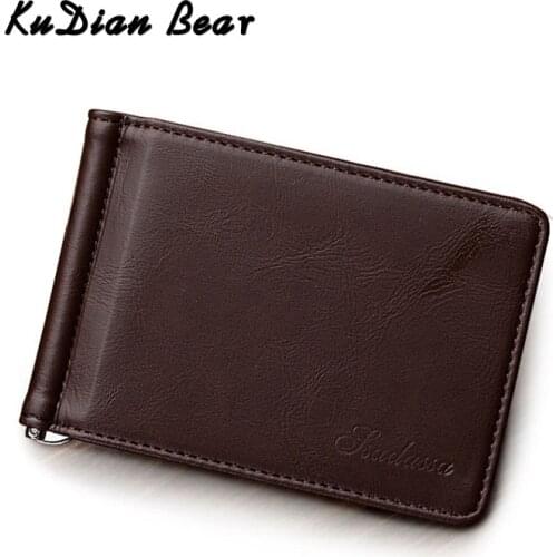 KUDIAN BEAR Men Money Clip Metal Solid Short Wallet Minimalist Clamps for Money Male Card Organizer Slim Coin Pocket BID257 PM49