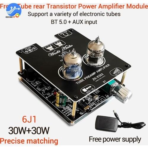 X302 Bluetooth 5.0 Tube Amplifier Power Amplifier Module 6J1 Tube Front Stage Accurate Pairing Fever HIFI Power Supply