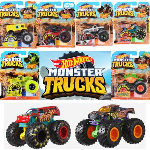 Original Hot Wheels diecast 1:64 Monster red Trucks Metal easy model Car toys for boys 1:24 boys kids toys for children