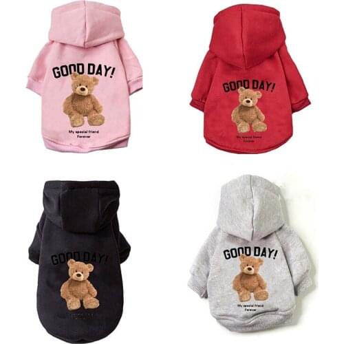 Cute Bear Dog Clothes Winter Pet Clothes Warm Dog Pullover Hoodie Clothes For Small Dogs Chihuahua Cartoon Puppy Cat Clothing