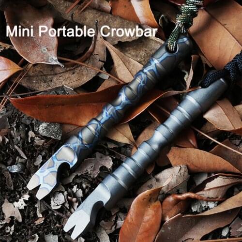 Titanium Alloy Crowbar Flame Pattern Multifunctional EDC Tool Bottle Opener Portable Self-defense Tool
