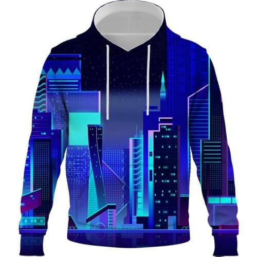 2021 New Night view city 3D Printed Spring Autumn Hoodie Hoodies Mens Sweatshirt Fashion Hooded Streetwear Men Clothing Tops