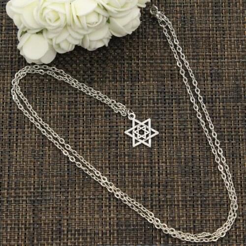 New Fashion Necklace Star Of David Shield 22mm Silver Color Pendants Short Long Women Men Colar Gift Jewelry Choker