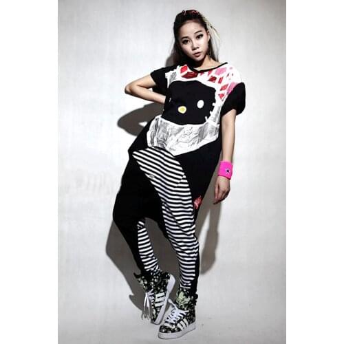 New fashion Harem Hip Hop Dance Pants casual Sweatpants Costumes female stage performance wear neon stripe jazz trousers