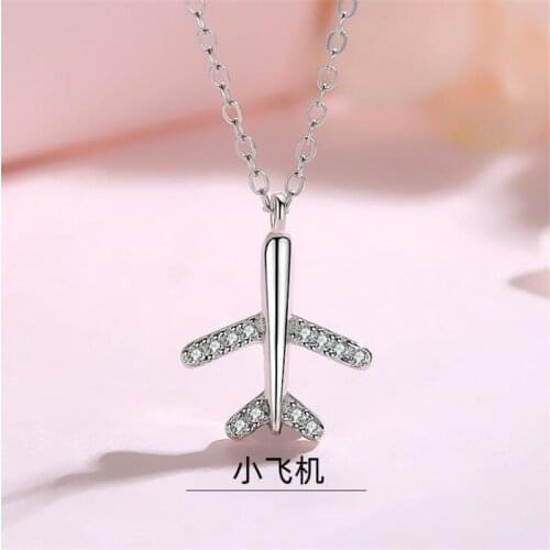 New Creative Small Airplane Female Simple 925 Sterling Silver Jewelry Exquisite Plane Clavicle Chain Necklaces N135