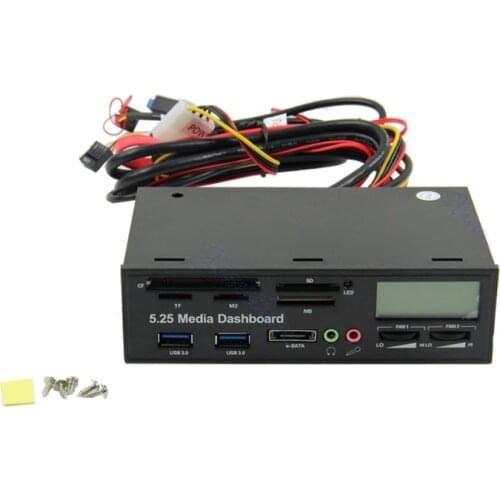 NEW USB 3.0 All-in-1 5.25 Muiti-function Media Dashboard Front Panel Card Reader 32CB
