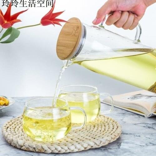 Lemon soaking water cooler large capacity household transparent fruit juice water cooler set bamboo cover straight tube bottle