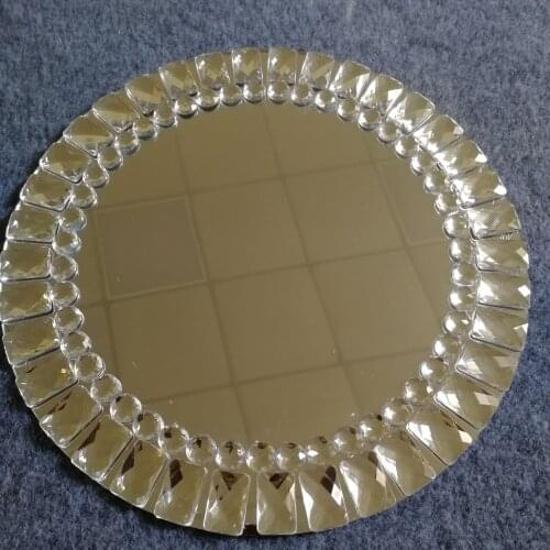 Wholesale 10pcs/lot Crystal Metal dinner plates with shinny Acrylic Bead Gold Silver color dish for Wedding Table Decorations