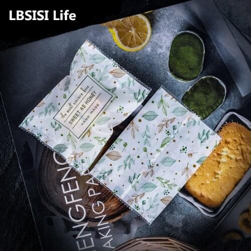 LBSISI Life 100pcs Heat Seal Bag Plant Elements Handmade Candy Nougat Biscuit Cookies Chocolate Party Packaging