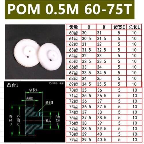 Pom 0.5 mold 60T 61T 62T 63T 64T 65T 66T to 75 teeth plastic super steel seigang small modulus cylindrical gears