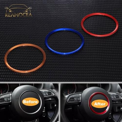 Reamocea 1Pc Car Styling Aluminium Alloy Steering Wheel Ring Cover Trim Decorative For Audi A1 A3 A4 A5 A6 A7 Q3 Q5 TT