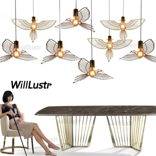 Replica Hommin Bird Pendant Lamp Modern Design Engraved Sculpture Flying Bird Dinning Room Bar Restaurant Hotel Suspension Light