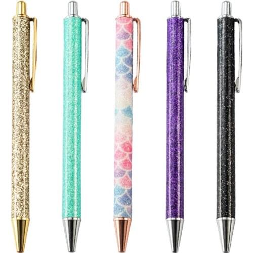 Crystal pencil Ballpoint Pen Creative 1.0mm Luxury Press Flow Oil Gold Metal Ball Pen Powder Quicksand design Kids Stationery