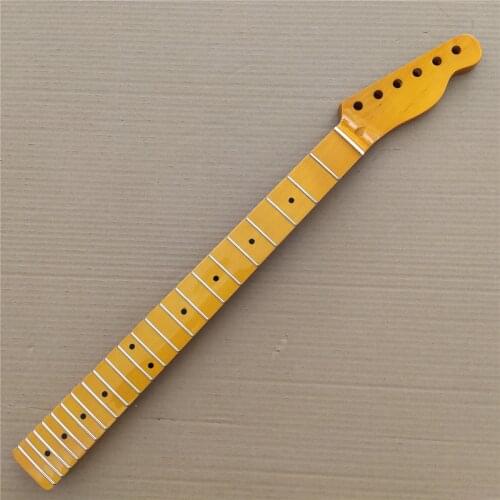 22 Frets Maple Electric Guitar Neck Maple Fingerboard Replacement 25.5 Inch Yellow
