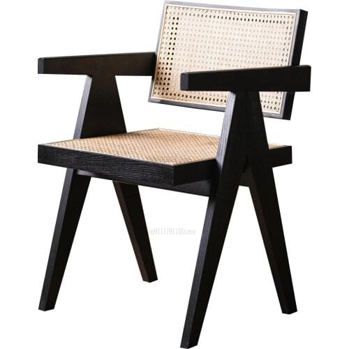 Modern Simple Nordic Designer Restaurant Chandigarh Solid Wood Rattan Chair Leisure Dining Chair